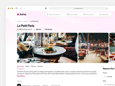 Restaurant Booking [Detail Restaurant Page] booking page detail page restaurant product design ui design web design website