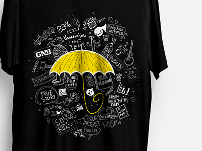 Yellow umbrella doodle classic creative design doodle grumpyfish himym how i met your mother illustration shahstuff tshirt tvseries