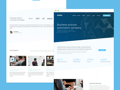 Exela Technologies Landing art direction landingpage rebrand saas website ux visual design web design