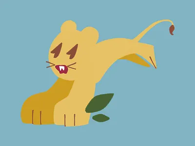 Leaping Lion cute illustration lion simple