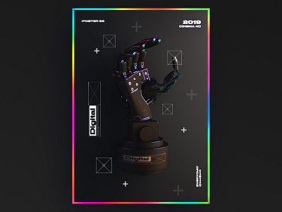 Digital Hand Poster 3d abstract app branding c4d challenge design digital digitalart digitalculture everyday graphic design hand holography nice poster roboart robot typography ui