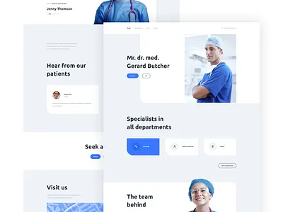 Doctor landing page blue clean clinic concept design doctor health landing light medical page patient team ui ux web web design webdesign website white