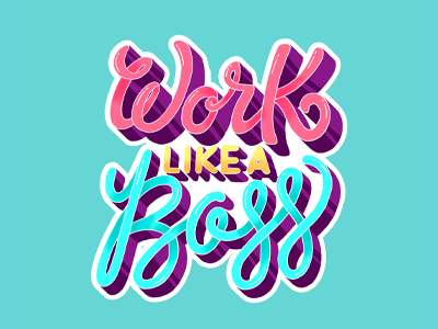 Work Like A Boss boss girl boss hand drawn letters hand drawn type hand lettering inspiratonal lettering modern lettering phrase quote script lettering work hard work like a boss