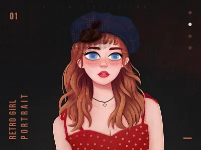 Retro Girl Portrait design girl graphical illustrations retro girl portrait tunan ui