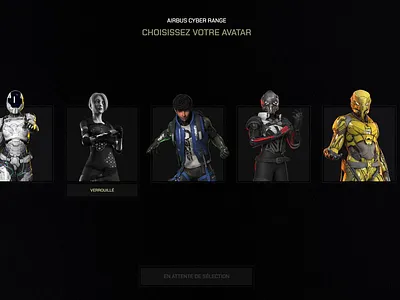 Airbus Gaming - Avatar selection 3d airbus airbus gaming animation avatar capturetheflag character ctf cyber cybersecurity design gaming motion design pick selection ui