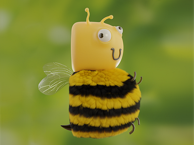 Bee 3d 3d ilustration 3d modeling bee blender blender3d character design design digitalart illustration render