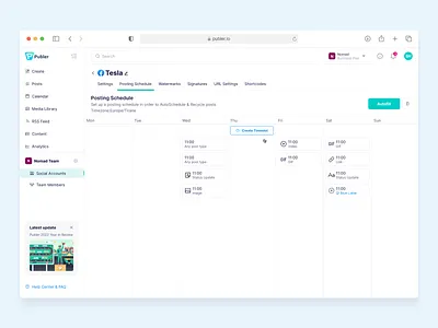 Posting Schedule analyitcs autofill calendar card calendar chips content content curation curation facebook filled calendar instagram managing managment posting schedule slot social media social media managment time view