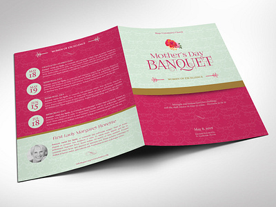 Mothers Day Event Program Word Publisher Template - Large banquet program church program fuchsia gala program gold large mothers day pink pink theme printable template program templates publisher template tabloid teal templates word template