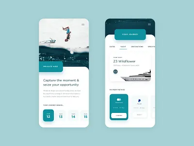 Yacht hire app application concept depth design interaction ui ux yacht