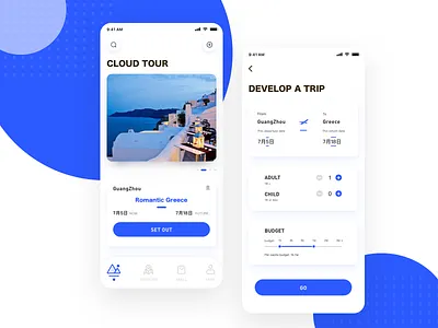 Day2 - Cloud Tour app blue travel