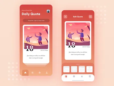 Daily Quote color daily date design edit font gradient illustration picture quote red share template ui