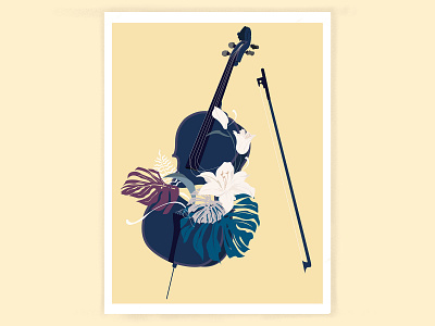 cello cello design drawing flowers illustration lilium monstera deliciosa liebm music violoncello