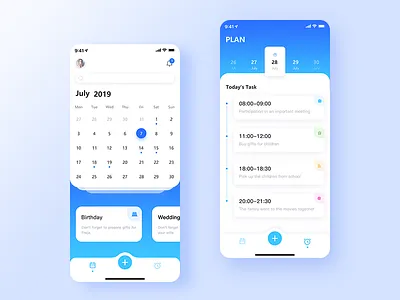 Calendar blue date plant task time