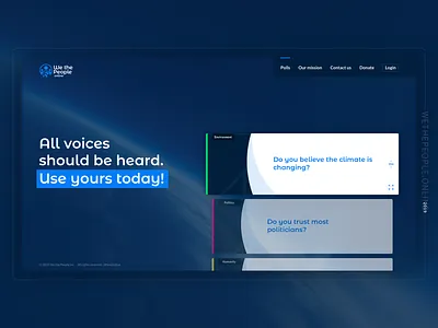 WethePeople | Online News & Poll Survey Web App activism blue clean design earth news politics poll polling quiz survey ui uidesign ux vote vote2020 voting web