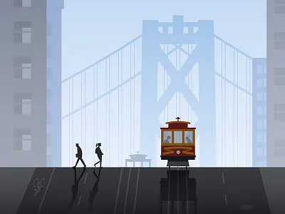 Cable Car bridge cable car city landscape san francisco vector art