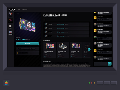 XoiDs - Gaming Dashboard in Macintosh 2d blockchain crypto dashboard design game gaming graphic design illustration item page macintosh marketplace mockup old pc online chat pc screen pixel pixel art sell shop