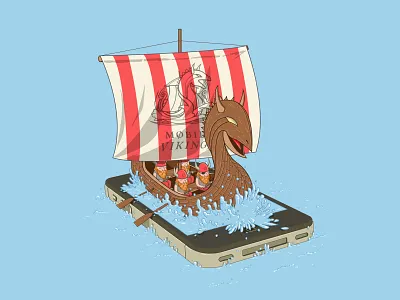 Mobile Vikings T-Shirt Design Contest Submission apparel carrier contest drakkar illustration iphone mobile data mobile vikings photoshop sailing sea t shirt tee tees teeville vikings