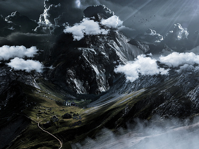 Mountain world art castile clean concept art digital 2d enviroment fantasy illustraion matte matte painting mountain painting photoshop ruins