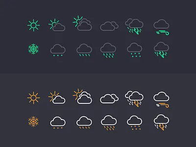 Weather Icons Set 🌦 app concept design icon icons pack icons set iconset simple ui variations weather weather app weather icon