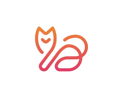 cat 2d animal cat color design domestic flat gradient icon illustration logo logotype mark minimal minimalistic negative space sign simple symbol vector