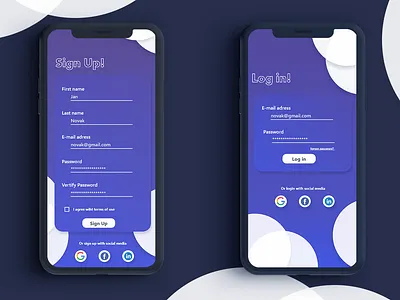 Sign Up and Login Screen - UI adobe xd app app ui dailyui dailyui 001 dailyuichallenge design logo ui ux