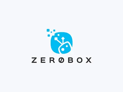 Zerobox abstract ai character clean computers cool design electronic electronics funny logo logo design modern programming robot robots