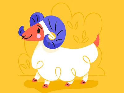 Aries the Ram animals character childrens book illustration ram red yellow zodiac