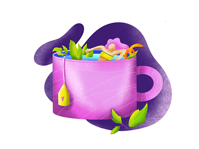 More tea, please characterdesign coffee cupoftea girls illustration milk mint orange pink relax sunday taste tea