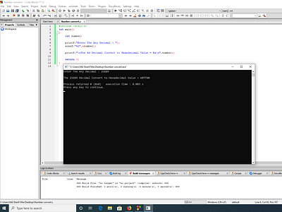 Number convert Decimal to Hexadecimal c c programming code decimal to hexadecimal development number convert program programme programmer programming
