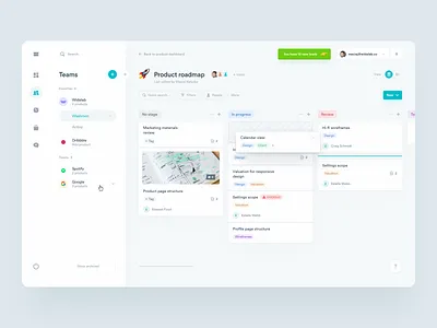 Kanban for Product roadmap agenda app board cards crm dashboard deals kanban management marketing navigation platform roadmap saas steps task team trello ui ux