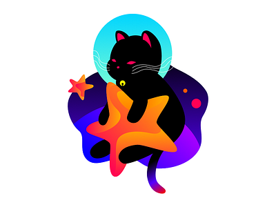 Astro Cat animal astronaut cat cute illustration space star vector