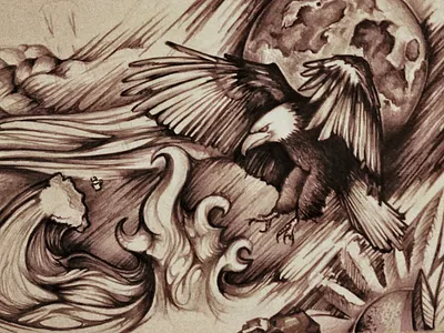 Eclipse solar esotérico graft ilustración ilustration lápiz