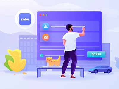 Fill In The Partner Form animal building car cat city clouds color dash board display board fill in form icon illustration logo mail man pet sky tree zabo