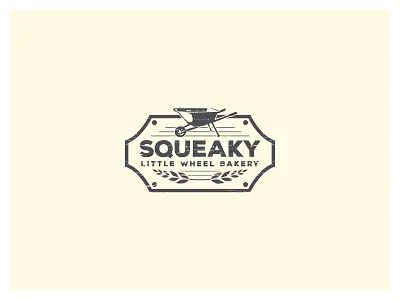 Squeaky Litttle Wheel bakery baked goods branding clean design emblem food food logo logo simple vegan vintage