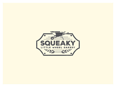 Squeaky Litttle Wheel bakery baked goods branding clean design emblem food food logo logo simple vegan vintage