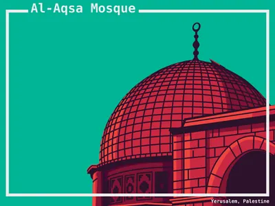 Al - Aqsa Mosque alaqsa art artwork colorful famouse illustration landmark masjid mosque muslim palestine popart poster ramadhan simple vector worldlandmark yerusalem