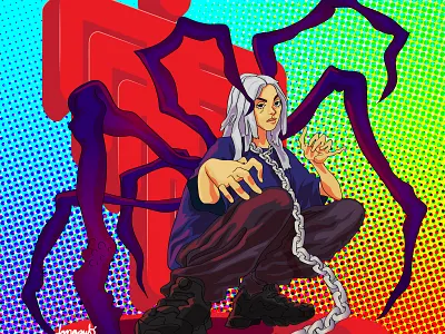 Billie Eilish billie eilish illustration marvel murakami spiderman takashi murakami vector vector artworks vectorart