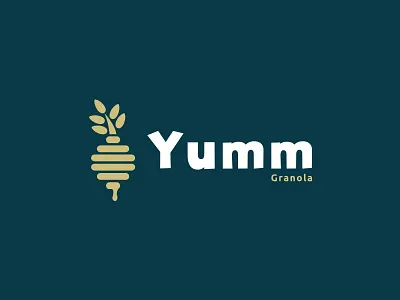 Daily Logo Challenge | Day 021 (Granola Company) beehive branding concept dailylogochallenge design design challenge grain granola granola company honey honey dipper identity logo logo challenge logo concept vector wheat yumm