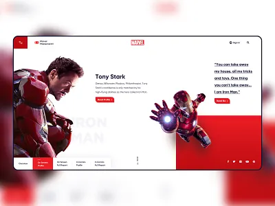 Marvel Characters Page avengers behance character clean creative design dribbble flat graphic design illustration inspiration ironman marvel simple typography ui uiux ux web webdesign