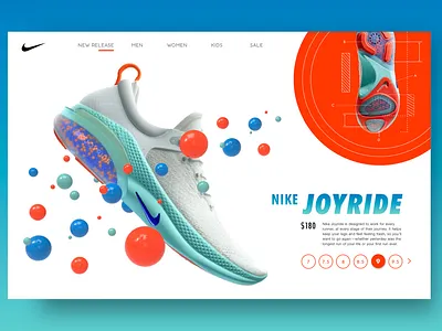 Take your Nike's for a JOYRIDE branding color design graphics illustration landing page nike rendering shoes trending ui ui ui ux uidesign vector