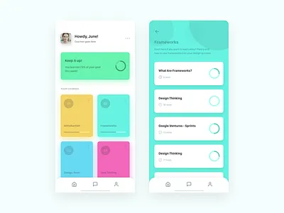Course App UI app app course app ui clean flat interface ios learning app mobile app student ui elements ux vector