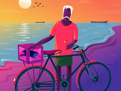 intercept art branding comics drawing earth human icon illustration landscape logo monster sea sunset ui vector