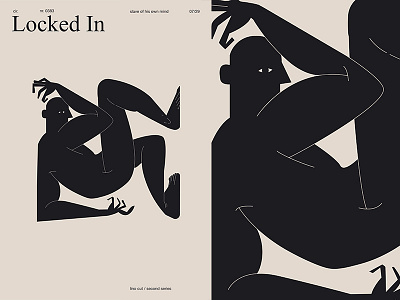 Locked In abstract body box composition form fragment illustration laconic layout lines locked man minimal poster poster a day poster art poster challenge