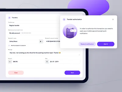 Banking dashboard - transactions banking dashboard desktop fintech illustration material minimal modal textfields ucd ui uiux