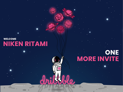 Dribbble Invitation design draft dribbbleinvite giveaway illustration invitation invite moon space uidesign vector welcome