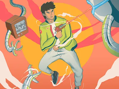 Mission Impossible - Qiraatif Bercerita Tentang Janji dakwah fiction futuristic illustration illustrator japan laser mission painting robot vector