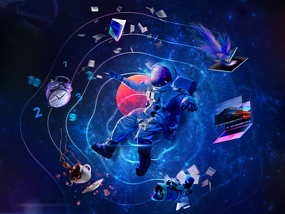 Zero Gravity art astronaut creative direction galaxy gravity key visual zero