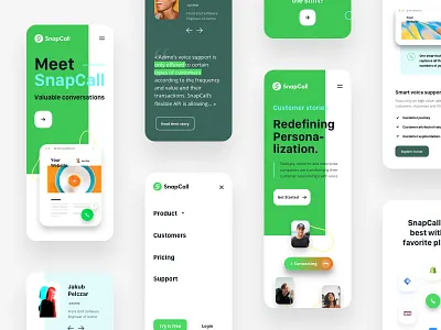 Snapcall Responsive animation branding call green mobile mobile ui responsive ux