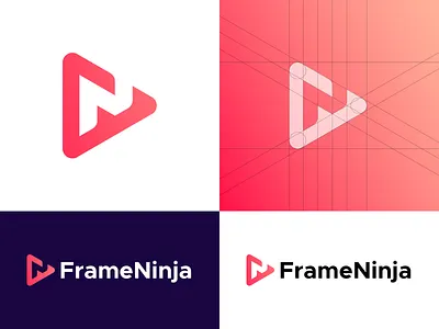 FrameNinja - Logo Design Concept art branding branding and identity colors dribbble frame gradient graphic design icon identity live logo design mark ninja play button streaming streaming app symbol video views