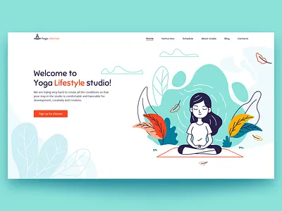 Yoga studio - web ui concept design illustration minimal typography ui web website